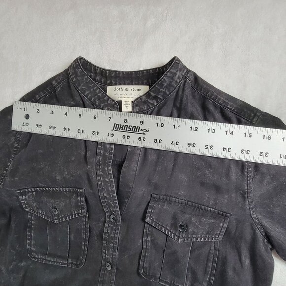 Anthropologie Cloth & Stone Black Mineral Wash "Sandra" Mini Shirt Dress Small - Picture 6 of 9